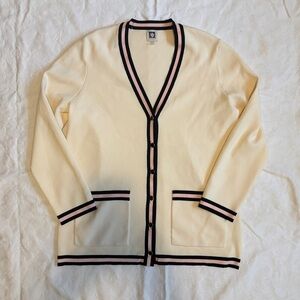 Anne Klein Cream Cardigan with Black and Pink Accents